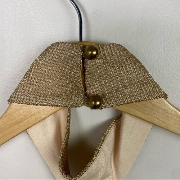 NWT Show Me Your Mumu Alessandra Halter Top Gold Mesh Size Medium New With Tags - Picture 9 of 14